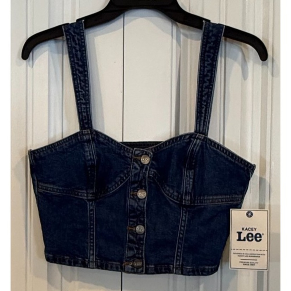 Lee x Kacey Musgraves Womens S Denim Corset Crop Top Western Y2K NWT